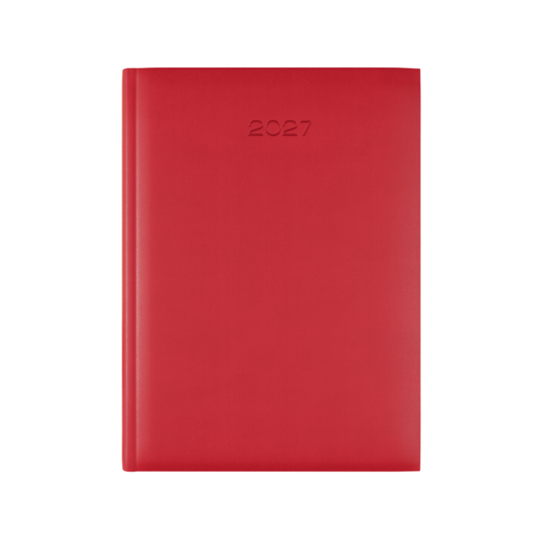 Lewes SmoothGrain A5 Desk Diary, Day Per Page, Red