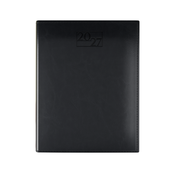 Harrogate SaharaHide Faux Leather Quarto Diary, Week to View, Black