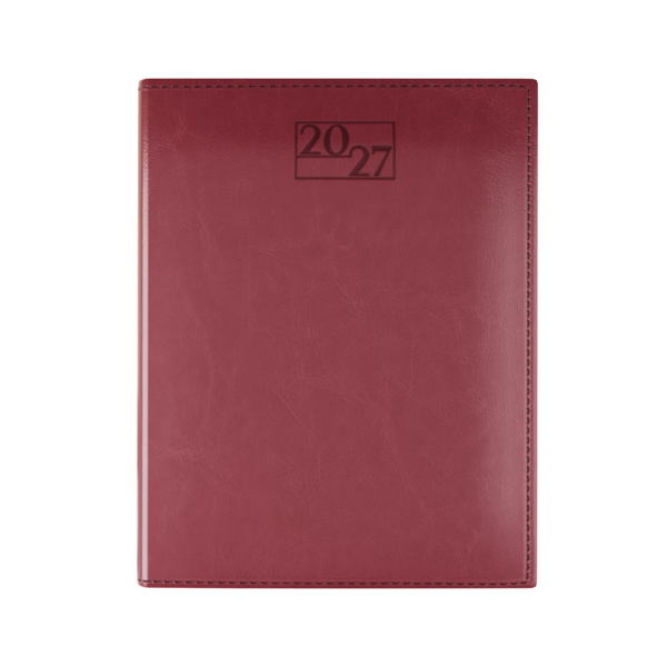Harrogate SaharaHide Faux Leather Quarto Diary, Week to View, Burgundy