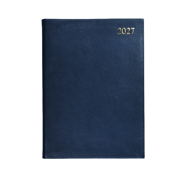 Chelsea Leather A4 Desk Diary, Day Per Page, Blue