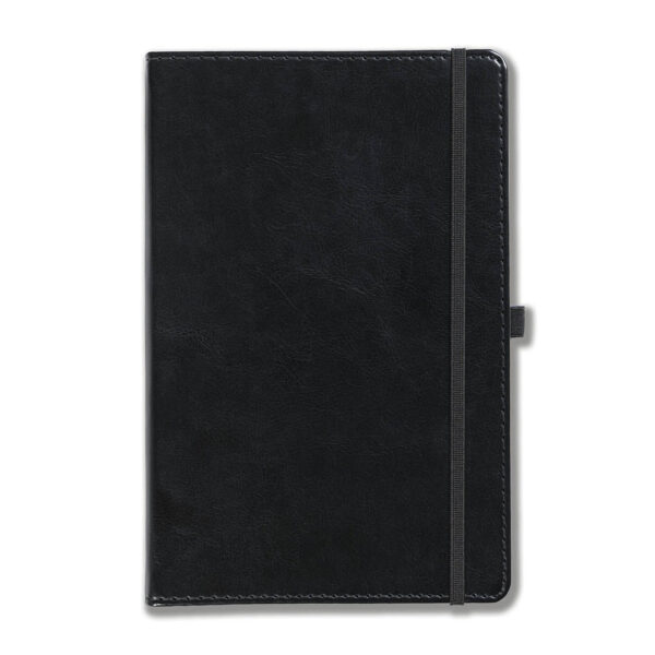 Harrogate Faux Leather A5 Notebook, Feint Ruled, Black