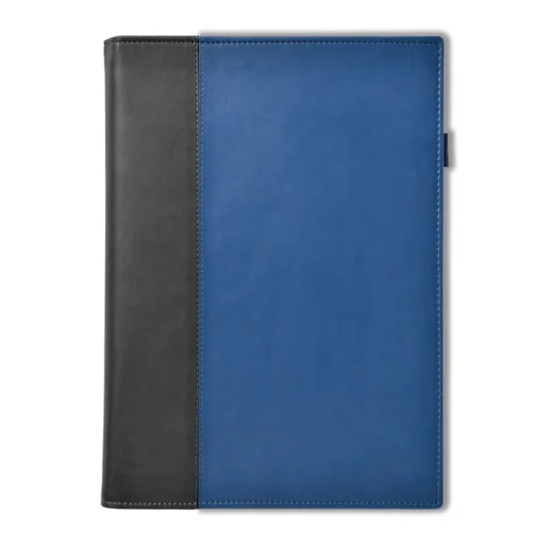 Windsor Collection Leather Quarto Wallet, Black-Royal Blue